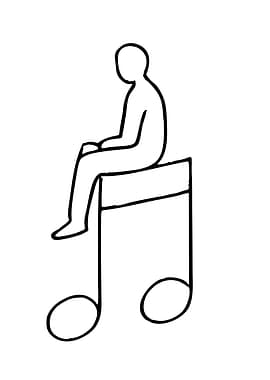 Person Sitting on a Musical Note
