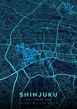 Shinjuku City Map Quantum Hologram