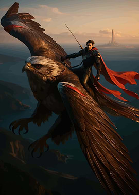 Man Riding a Giant Eagle