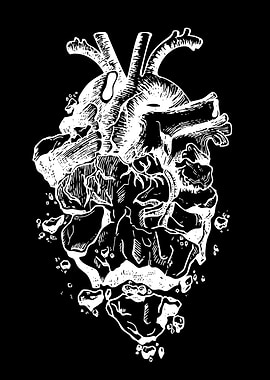 Anatomical Heart with Floating Rocks