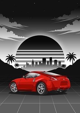 Red Nissan 370Z 2013