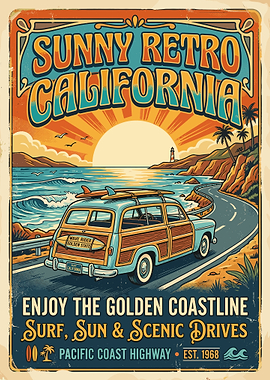 Sunny Retro California Surf