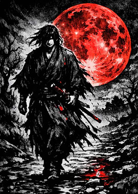 Samurai Under a Blood Moon