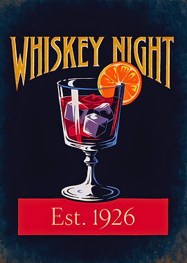 Vintage Whiskey Night Retro Cocktail Glass