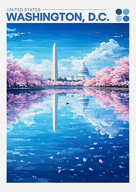 Washington D.C. Cherry Blossoms Anime Style