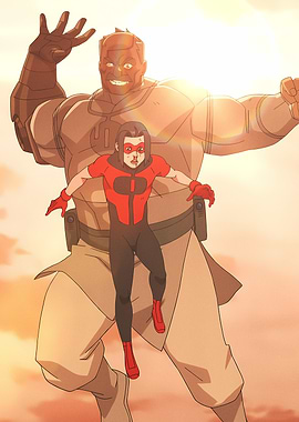 Conquest and Oliver from Invincible in the Sky