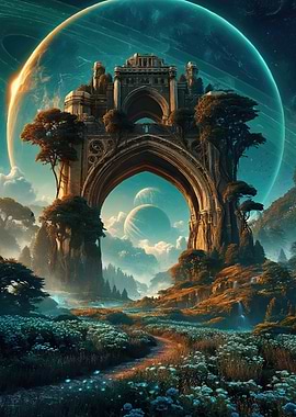 Alien Landscape with Ancient Archway