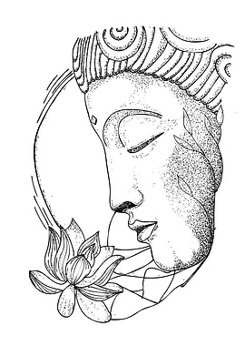 Buddha Head with Lotus Flower
