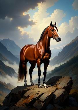 Majestic Horse on Mountain Peak