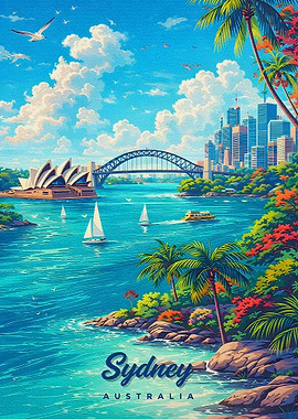 Sydney Harbor with Opera House and Bridge
