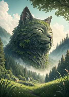 Giant Cat Mountain in Forest