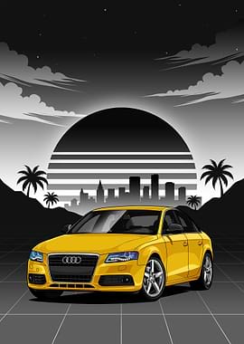 Yellow Audi A4 2008