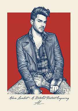 Adam Lambert Portrait Engraving