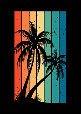 Retro Palm Trees Sunset