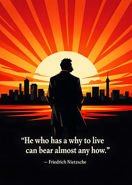 Man Overlooking Cityscape at Sunset