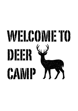 Deer hunting decor - Funny 'Welcome to Deer Camp' rustic wall art for man cave