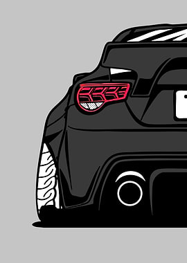 Stylized Black Sports Car Rear
