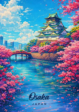 Osaka Castle with Cherry Blossoms