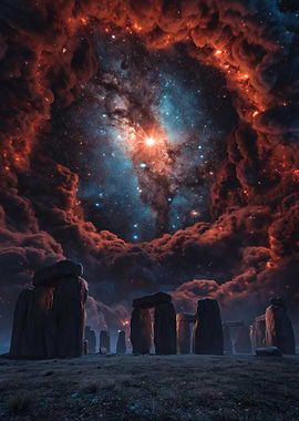 Stonehenge Under a Cosmic Sky