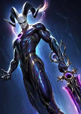 Mysterious Jester Warrior with Glowing Sword