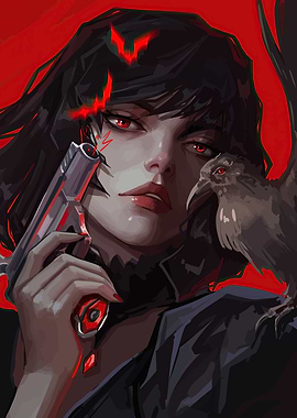 Woman with Gun and Bird