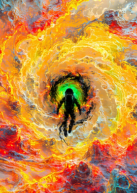Solar Mission Astronaut Abstract Heat Splatter Art