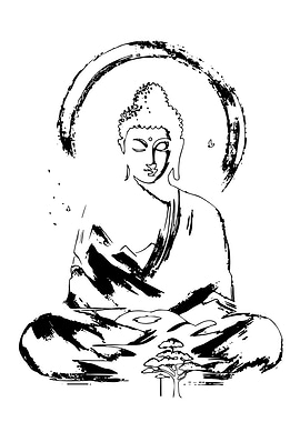 Zen Buddha with Mountain Landscape
