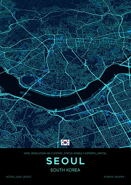Neo-Seoul Tactical HUD Map - Gangnam Tech District Edition