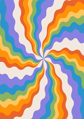Retro Swirl Rainbow Pattern