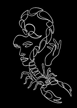 Scorpio Woman Line Art