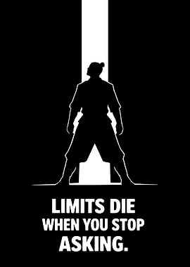 Silhouette of a person in a doorway with text