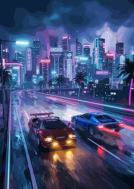 Cyberpunk Car Race Night