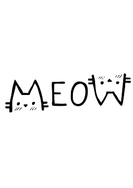 Cute Meow Cat Text Art