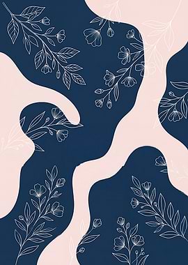 Floral Branches on Abstract Background