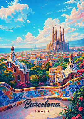 Barcelona Cityscape with Sagrada Familia