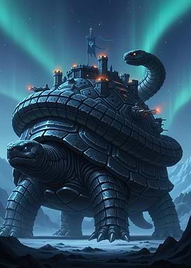 Giant Turtle Castle with Serpent