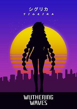 Wuthering Waves Sigrika Retro Sunset Poster