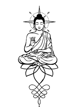 Buddha meditating on a lotus flower