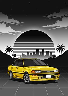 Yellow toyota corola