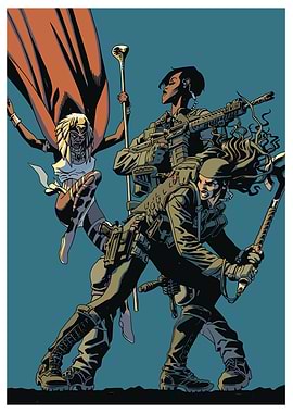 Three Female Warriors in Action