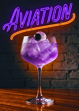 Neon Lit Aviation Cocktail Photography