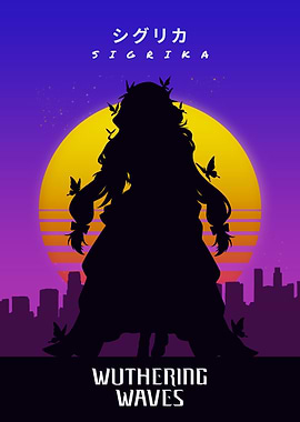 Sigrika Wuthering Waves Silhouette Poster