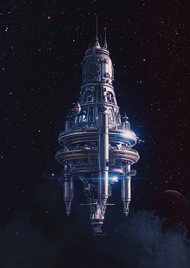 Futuristic Space Station in Deep