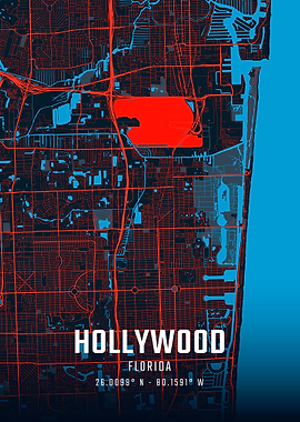 Hollywood Florida City Map