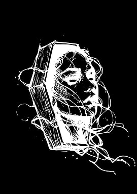 Haunting Coffin Face Illustration