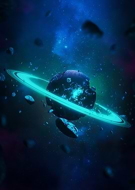 Ringed Planet in Nebula