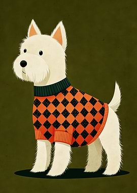 West Highland White Terrier in Argyle Sweater