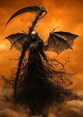 Grim Reaper with Wings and Scythe