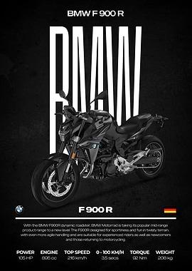 BMW F 900 R Motorcycle Poster