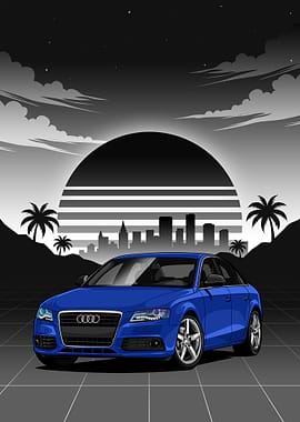 Blue Audi A4 2008